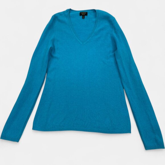 Charter Club Women's Medium Turquoise Cashmere Sweater V-Neck Long Sleeve - Picture 6 of 6
